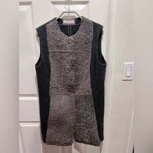 Gray Sleeveless Shearling Vest